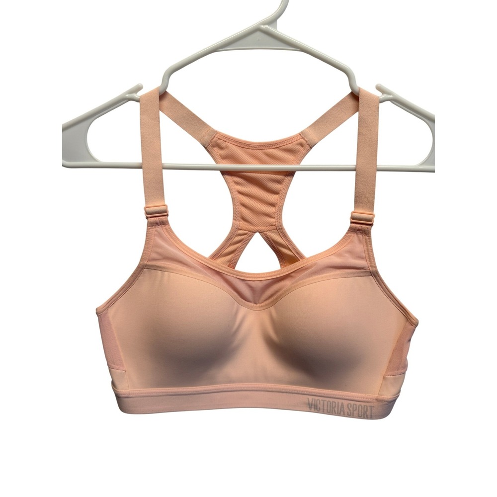 Victoria Sport Sports Bra Racerback Ruched‎ Peach Pink Women